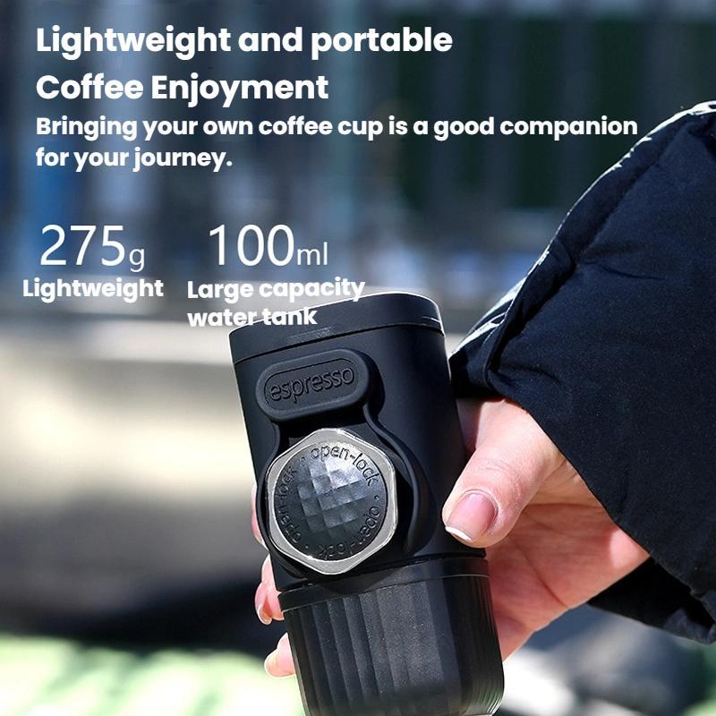 Portable Hand-Pressed Coffee Maker Home Travel Press-Type Coffee Machine(Black)